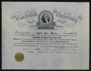 Vanderbilt University Bachelor of Arts diploma